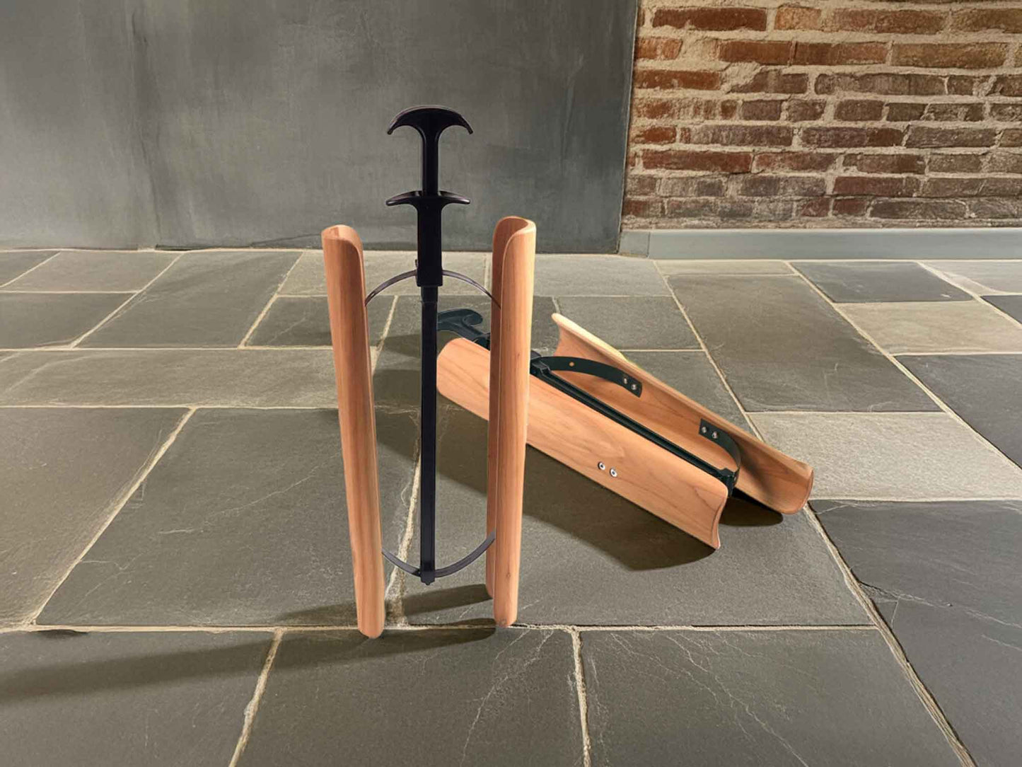 1 Pair Tall cedar wood boot shaper with handle and spring