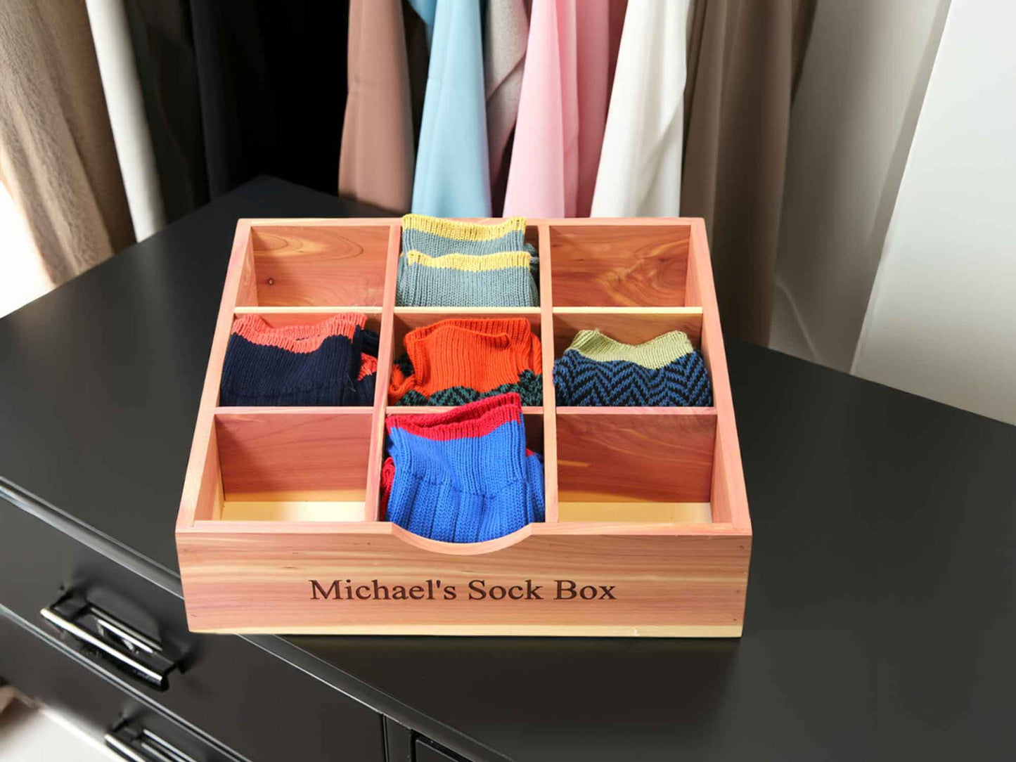 31cm x 31cm Cedar Wood Sock and Tie Organiser
