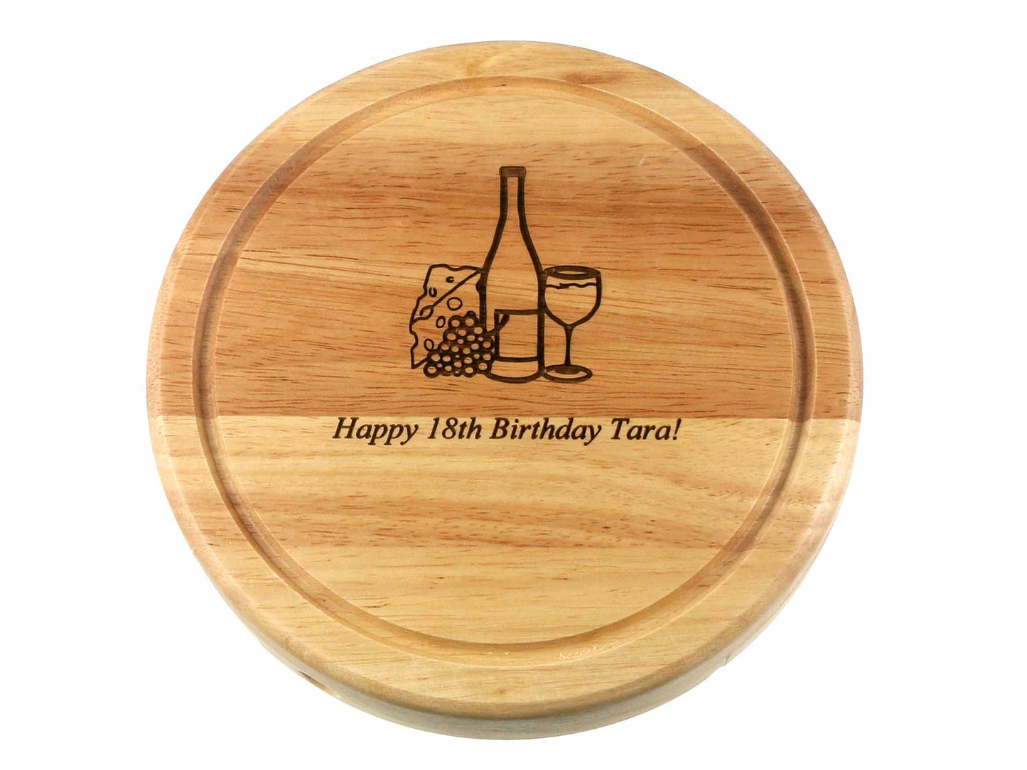 Personalisable 19cm Round Cheeseboard Gift Set with tools