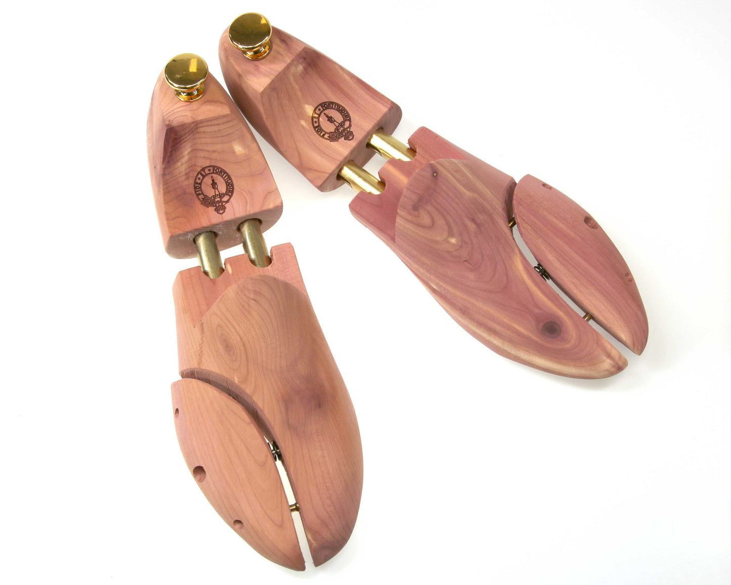 Cedar Wood Shoe Tree Engraved with Clan Crest Image