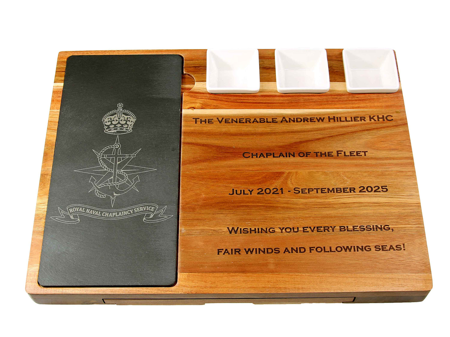 Deluxe Acacia Wood Cheeseboard Set wire cutter and dishes 44x33cm by Cathcart Elliot