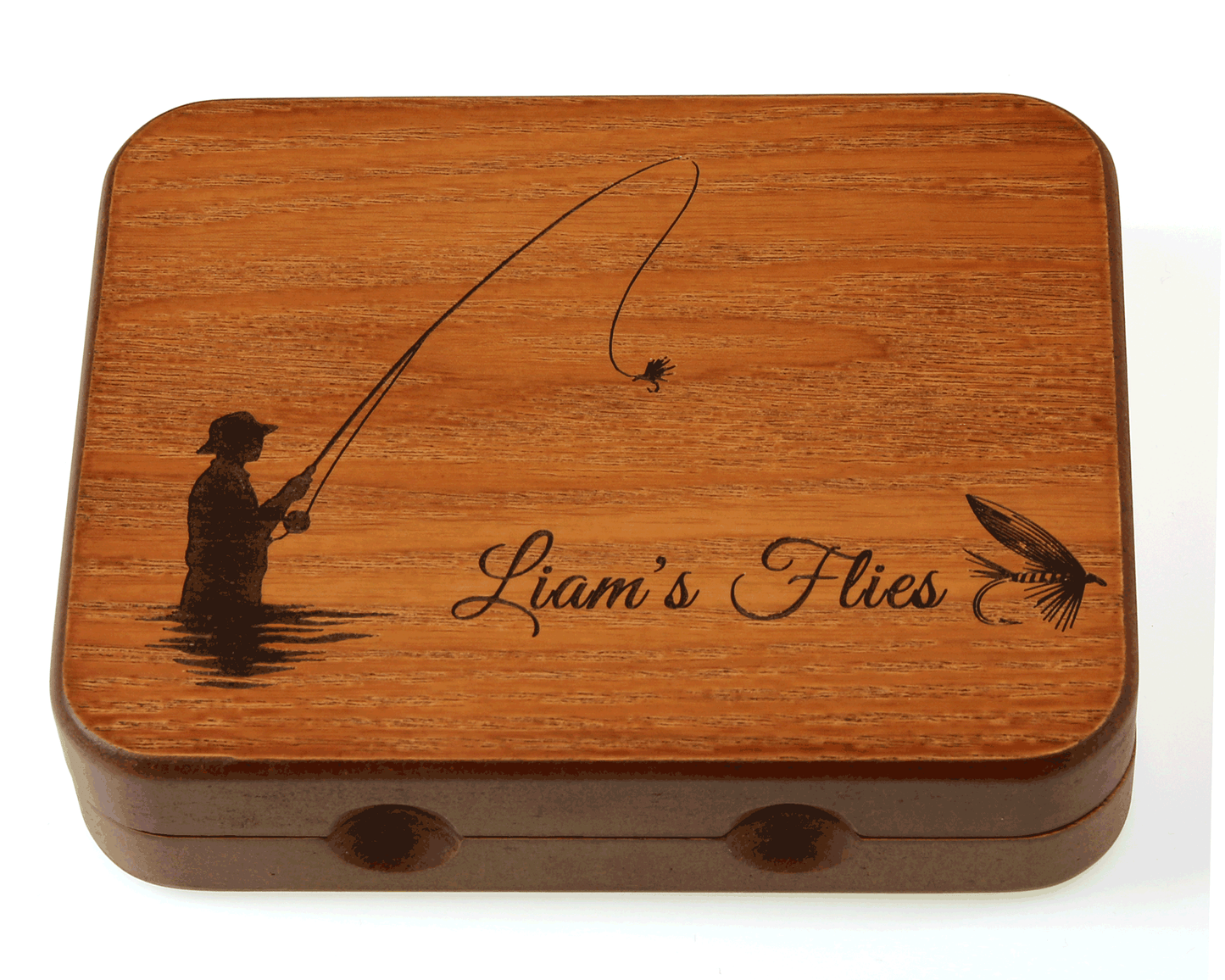Personalised Wood Salmon / Trout Fly Box