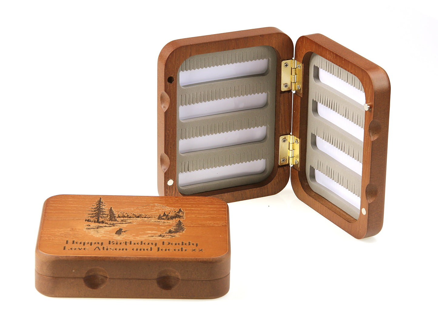 Personalised Wood Salmon / Trout Fly Box