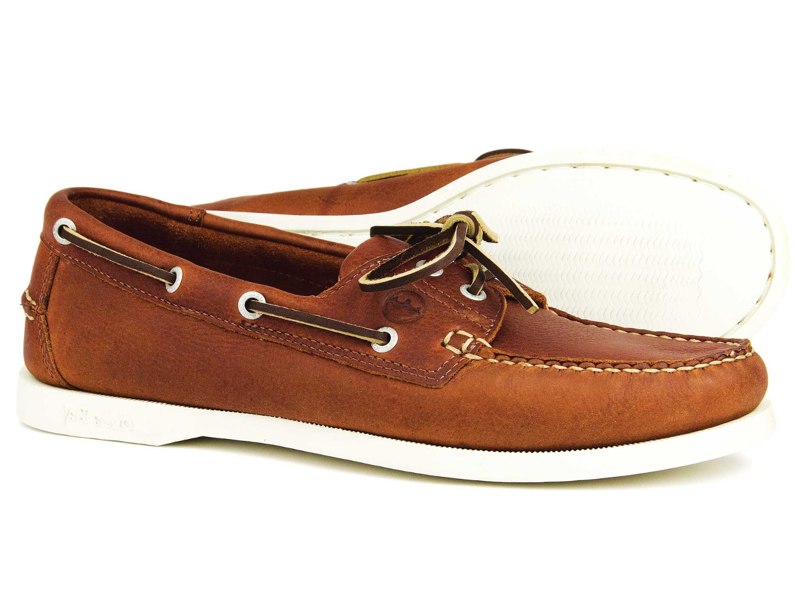 Leather White Soled Boat Shoes Orca Bay MAINE Ladies Havana