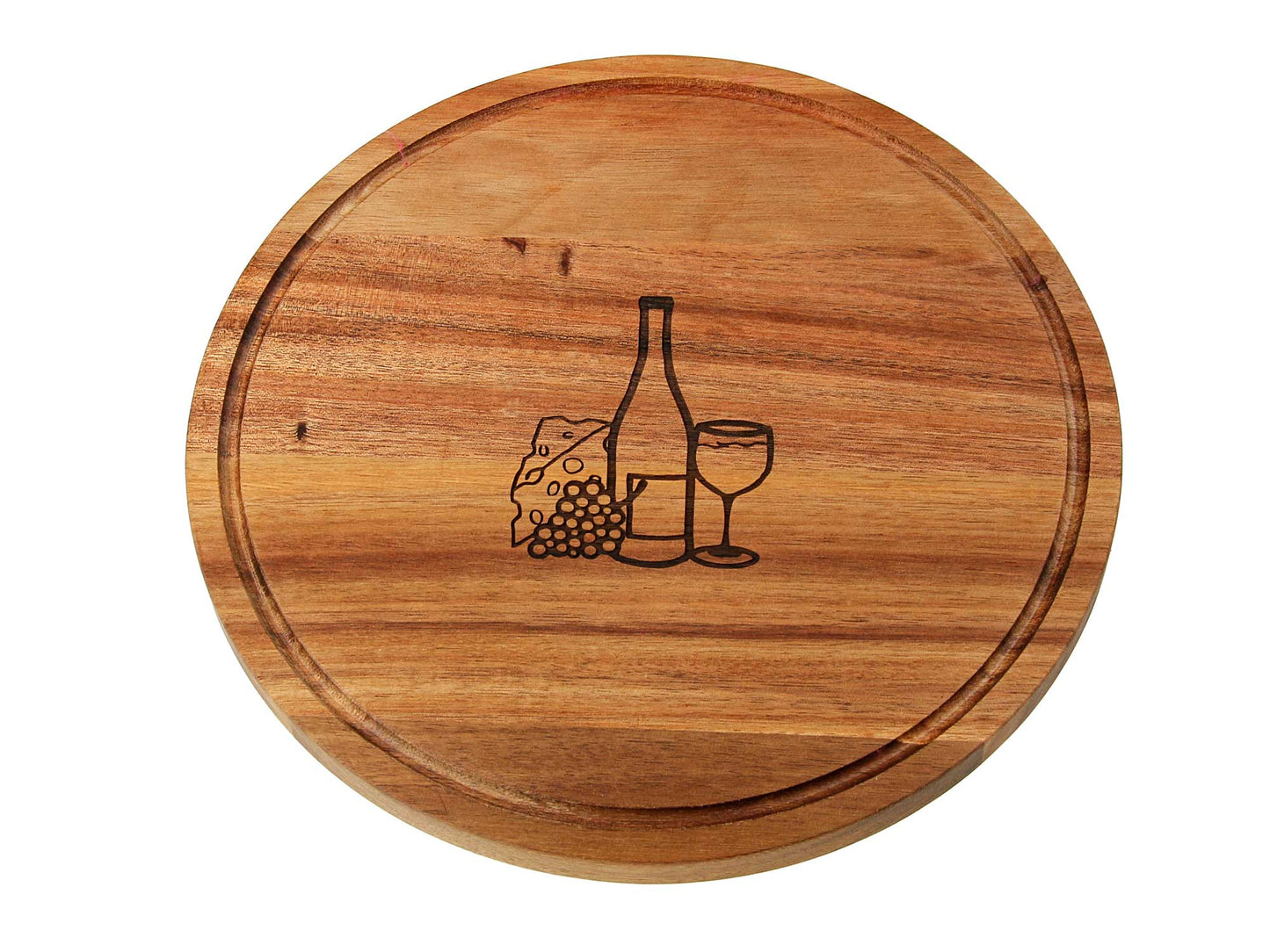 Personalised Round Acacia Wood Cheese and Cutting Board 25cm x 1.5cm