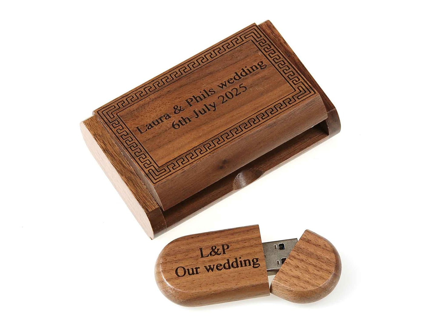 Personalised 32GB Walnut USB 3 Flash Drive in Walnut Presentation Box