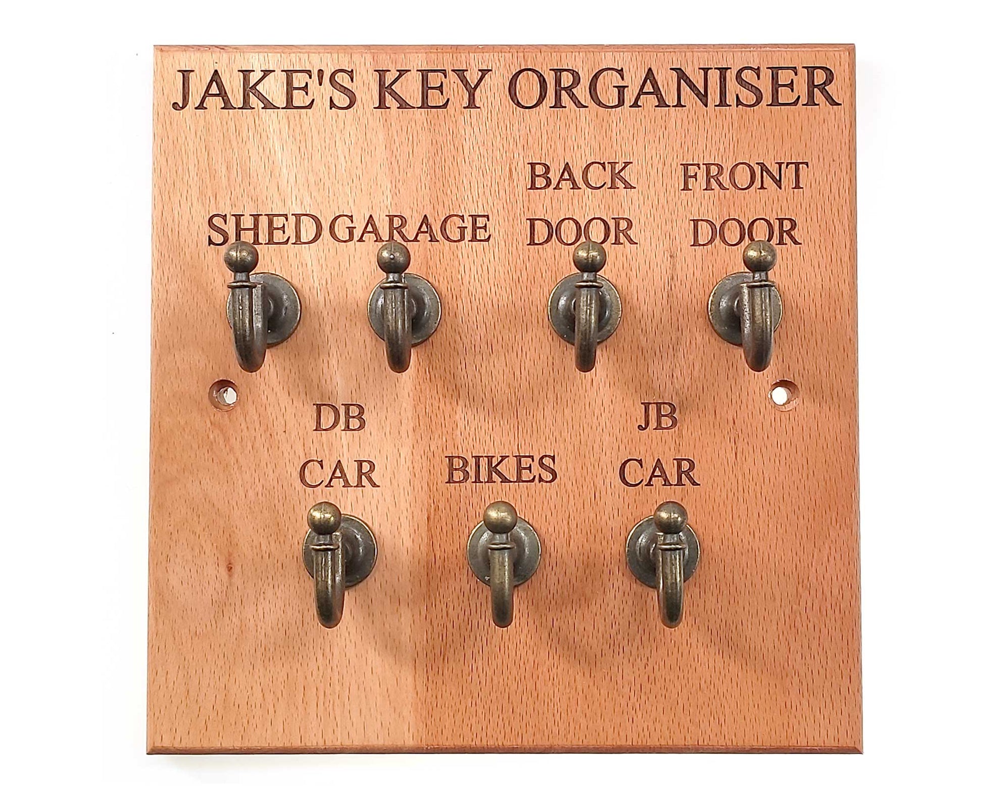 Personalised Beech Wood 7-Hook Key Rack by Cathcart Elliot - Perfect ...