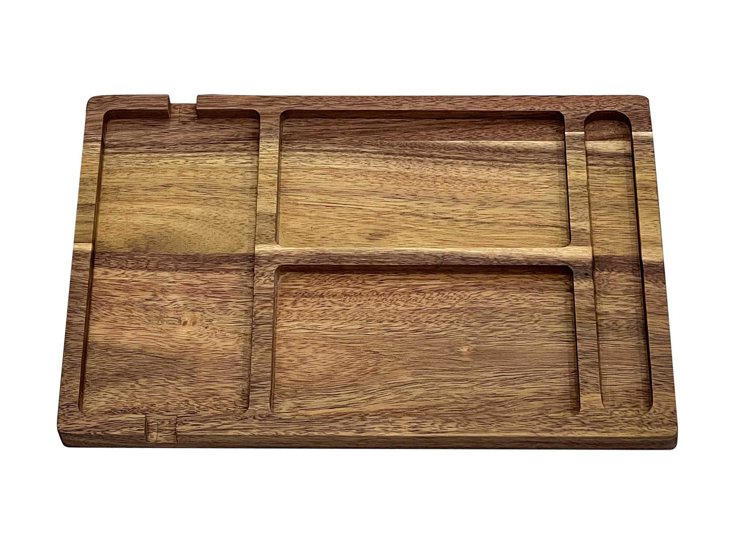 Personalised Acacia Wood Valet Tray for Men – Bedside Catchall Organiser for Phone, Wallet, Keys, Watch