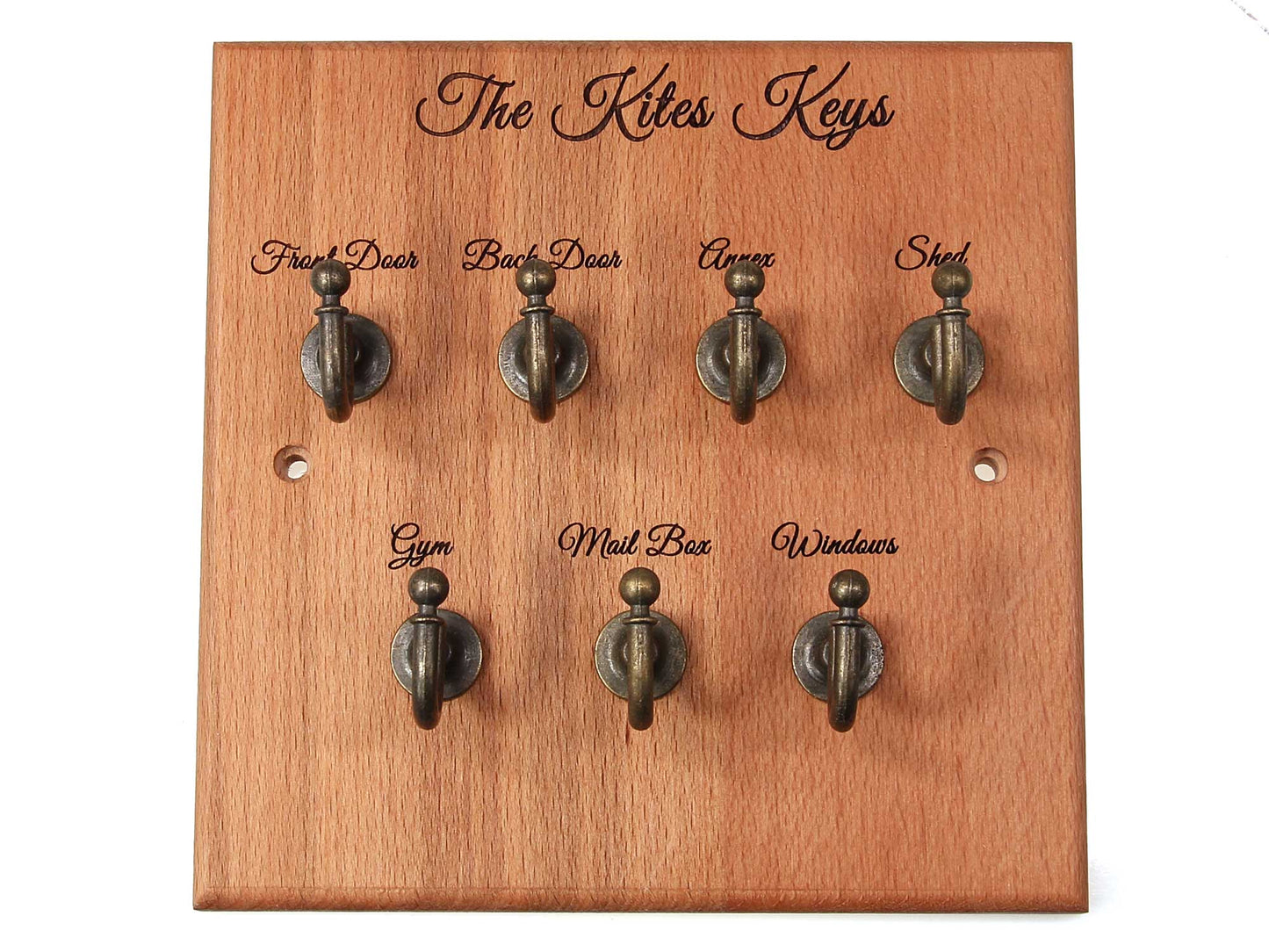 Personalised Beech Wood Key rack 7 Hook key Organiser