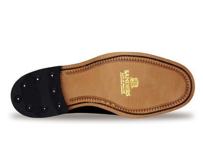 Braemar Heavy Brogue Shoe in Black Grain Leather by Sanders