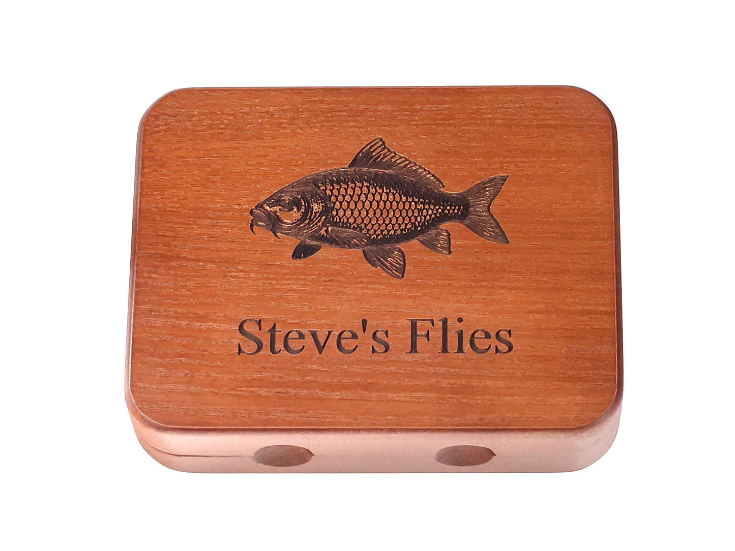 Personalised Wood Fishing Fly Box Salmon / Trout Tackle Box