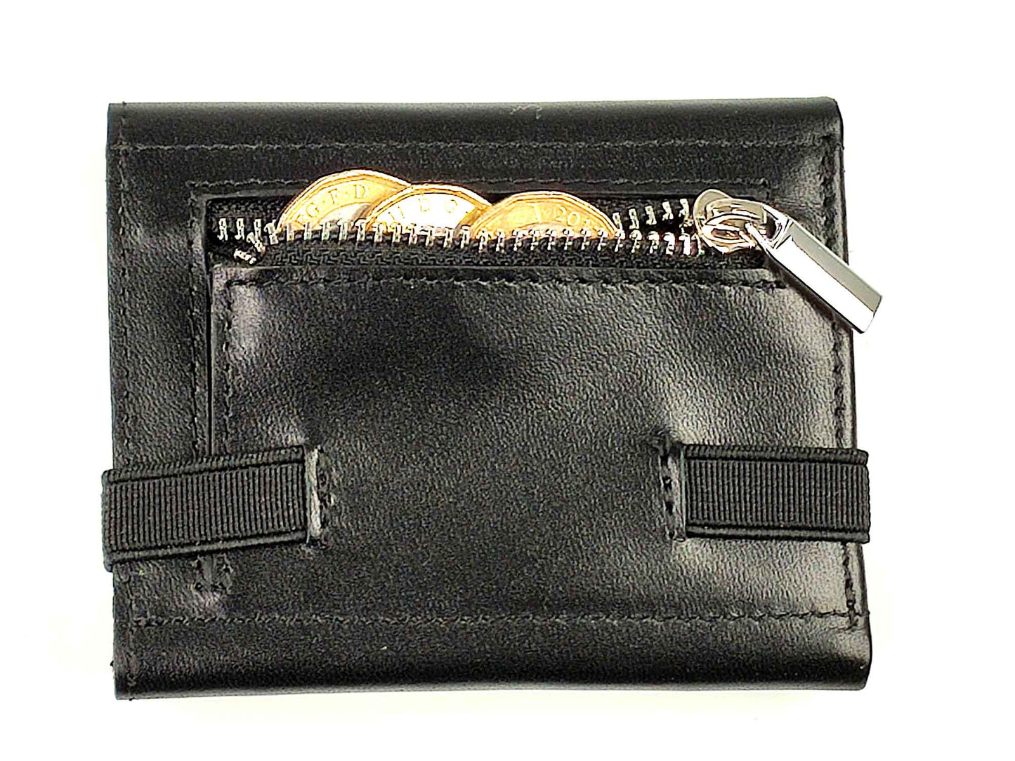 Compact Mini Black Leather Pocket Wallet Minimalist Slim RFID Coins Notes Cards