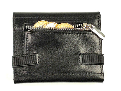 Compact Mini Black Leather Pocket Wallet Minimalist Slim RFID Coins Notes Cards