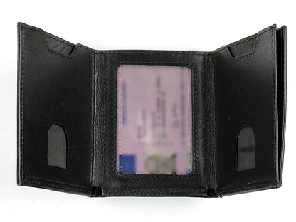 Compact Mini Black Leather Pocket Wallet Minimalist Slim RFID Coins Notes Cards