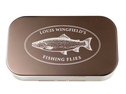 Personalised Grey Aluminium Fly Box for Dry & Wet Flies – Engraved Fishing Gift