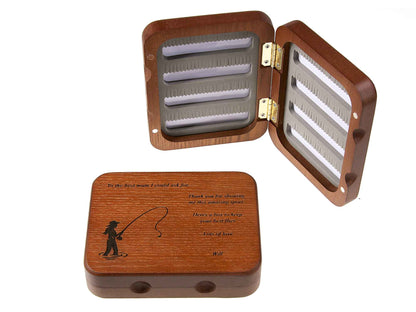 Personalised Wood Fishing Fly Box Salmon / Trout Tackle Box