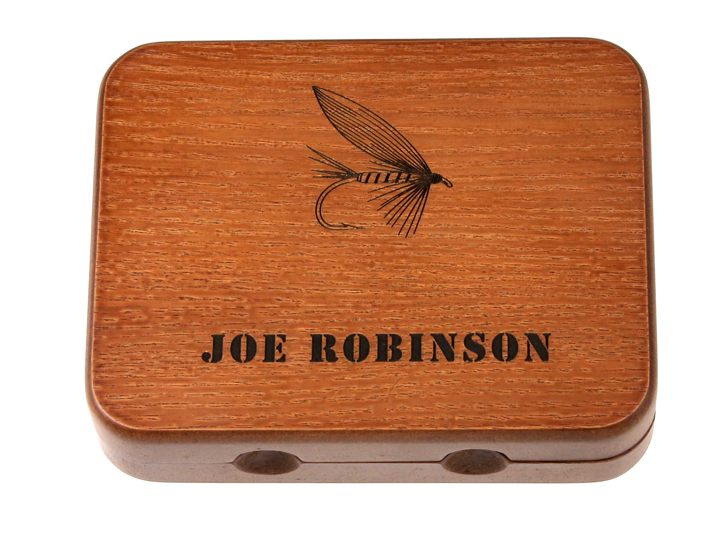 Personalised Wood Fishing Fly Box Salmon / Trout Tackle Box