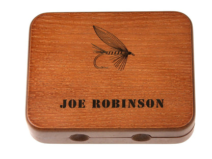 Personalised Wood Fishing Fly Box Salmon / Trout Tackle Box