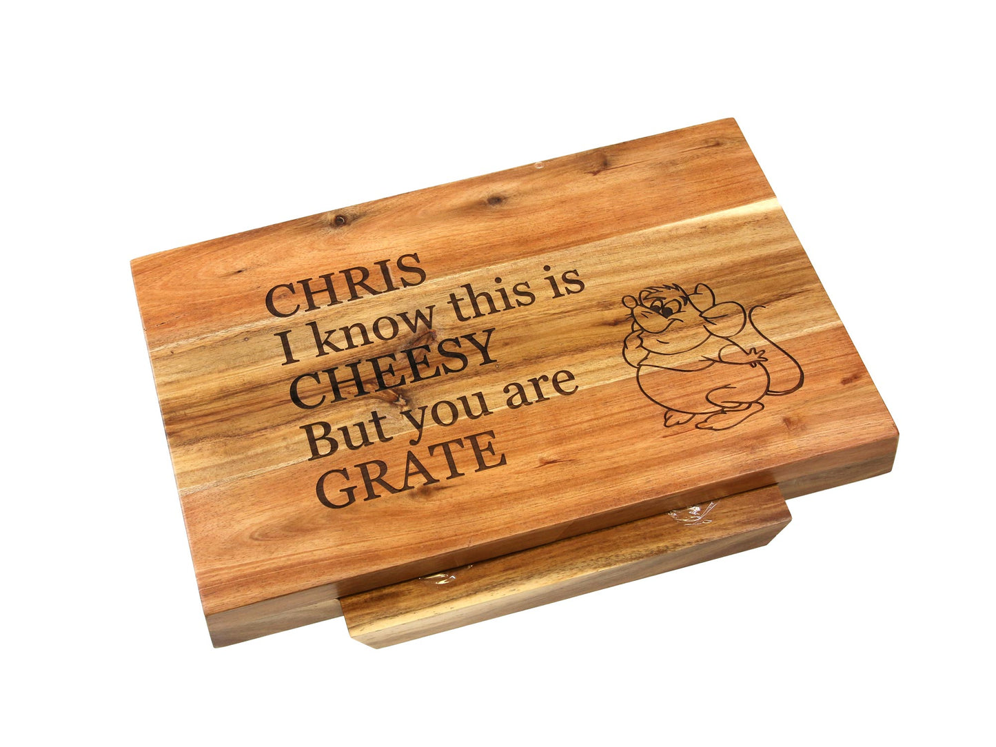 Personalisable Rustic Large Acacia Wood Cheeseboard Set 36cm x 24cm