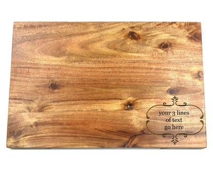 Personalisable Rustic Large Acacia Wood Cheeseboard Set 36cm x 24cm