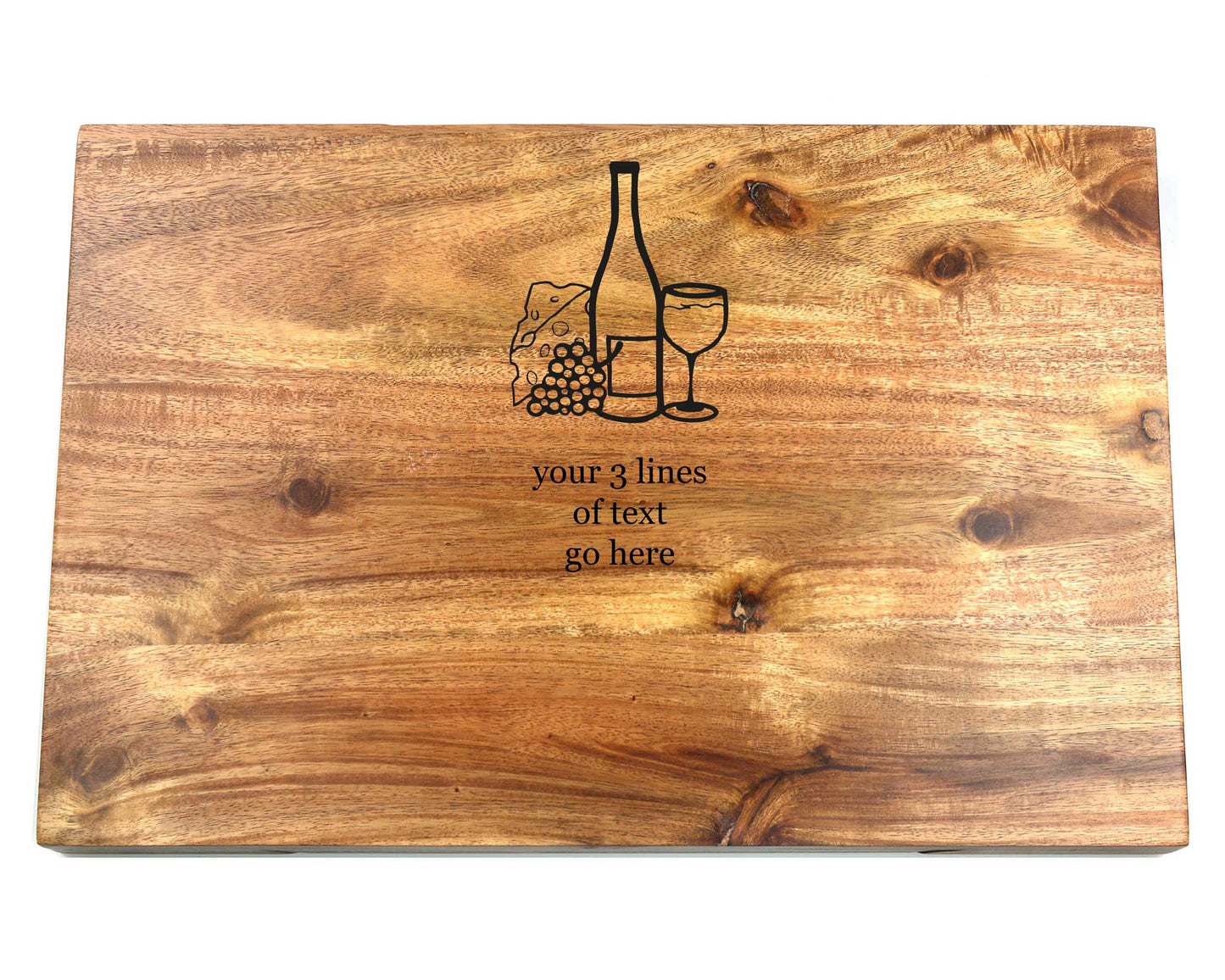 Personalisable Rustic Large Acacia Wood Cheeseboard Set 36cm x 24cm