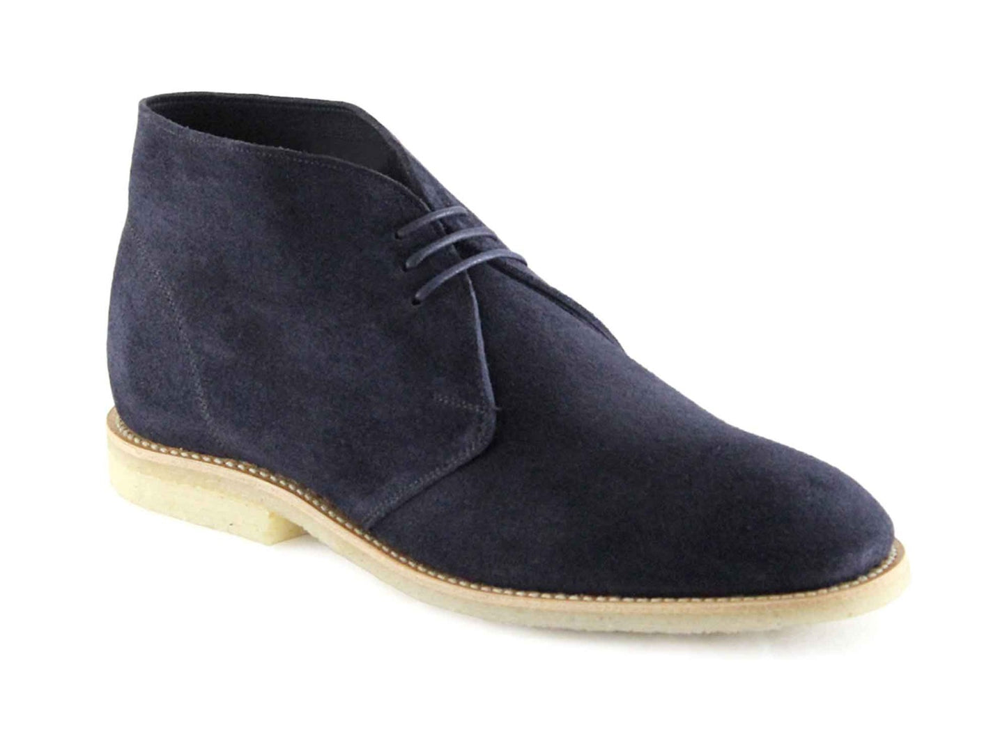 MARVIN Mens Navy Blue Suede Desert Boot Chukka with Crepe Sole