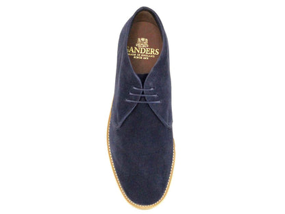 MARVIN Mens Navy Blue Suede Desert Boot Chukka with Crepe Sole