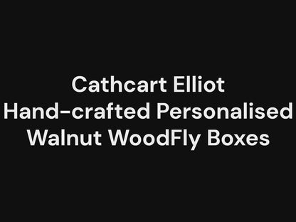 Personalised Pocket Sized Walnut Fishing Fly Box Open Flat 14x9cm