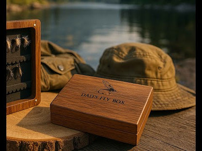 Personalised Pocket Sized Walnut Fishing Fly Box