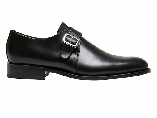 ROME  Mens Black Leather Monk Shoes by Sanders