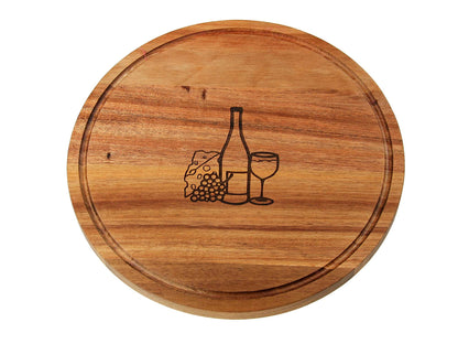 Personalised Round Acacia Wood Cheese and Cutting Board 25cm x 1.5cm