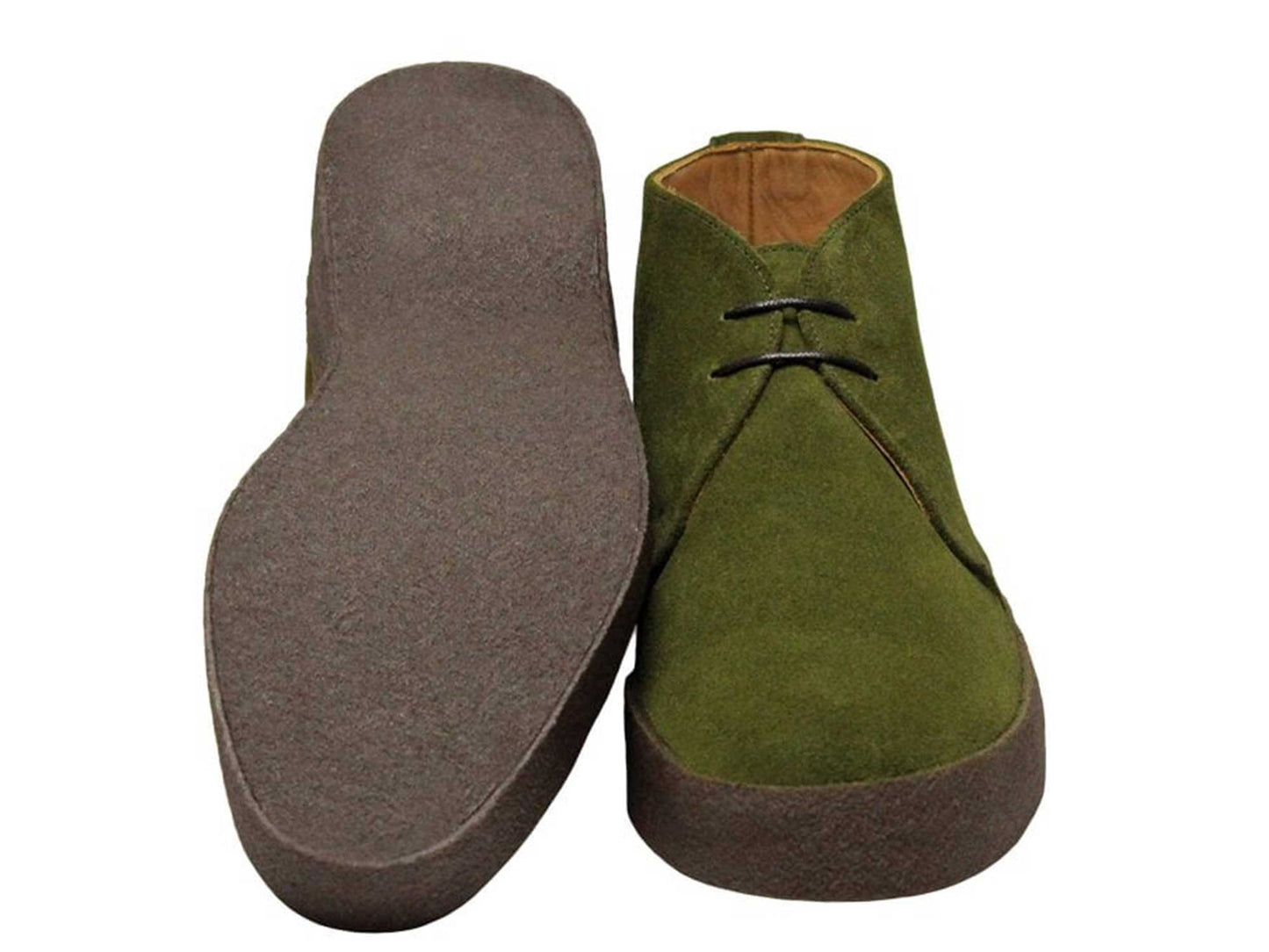 HI TOP Mens Moss Green Suede Chukka Boot Crepe Sole by Sanders