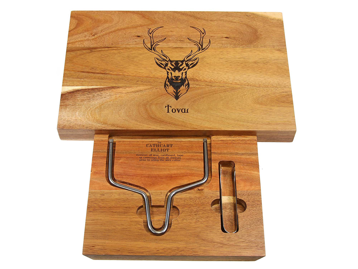 Personalisable Rustic Large Acacia Wood Cheeseboard Set 36cm x 24cm