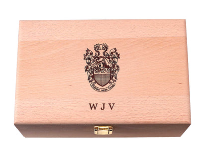 Personalised premium valet shoe cleaning kit in beech wood box Beeswax Polish
