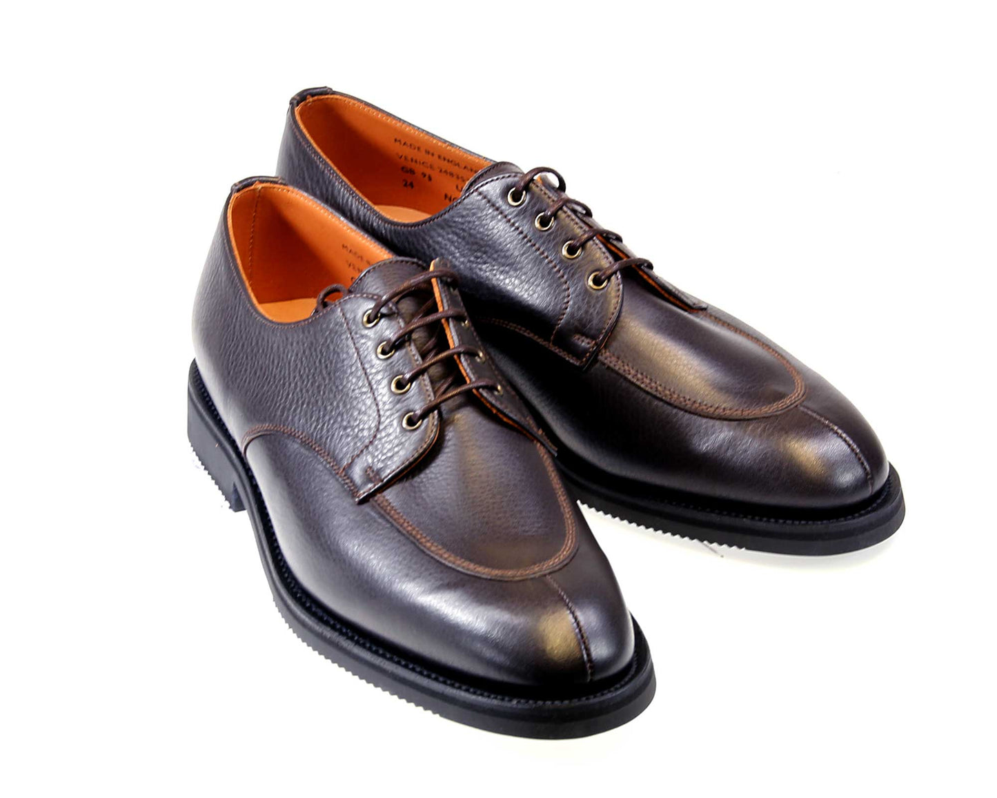Venice Men's Brown Grain Calf Derby Shoe with Rubber Sole