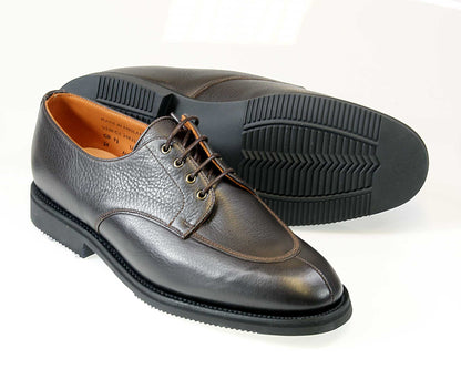 Venice Men's Brown Grain Calf Derby Shoe with Rubber Sole