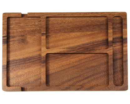 Personalised Walnut Wood Valet Tray for Men – Bedside Catchall Organiser for Phone, Wallet, Keys, Watch