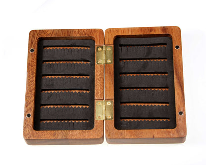 Personalised Pocket Sized Walnut Fishing Fly Box
