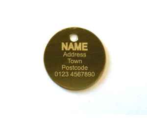 Engraveable 'Brass' 1 inch Dog / Pet ID Tag