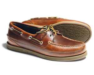 FOWEY Mens Wide fitting Deck Shoe - Saddle Brown