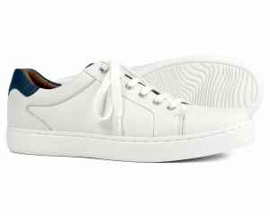 Belgravia Mens White Sneaker with Navy Trim by Orca Bay