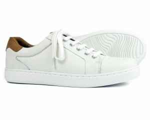 Belgravia Mens Sneaker White and Tan Leather