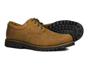 BILBURY Mens Sand Nubuck Leather Country Derby Shoe with Rubber Sole 