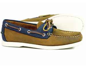 Ladies CLOVELLY Sand and Navy Nubuck Deck Shoe by Orca Bay