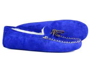 Ladies Fur Lined Slipper COCOPAH in Royal Blue Suede by Orca Bay
