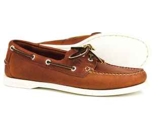 Orca Bay MAINE Ladies Havana Leather Deck Shoe with White Sole