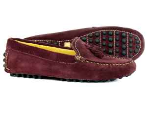 SALCOMBE Ladies Burgundy Suede Driving Loafer with Tassels by orca Bay