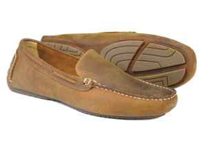 SILVERSTONE Mens Sand Nubuck Leather Driving Shoes by Orca Bay
