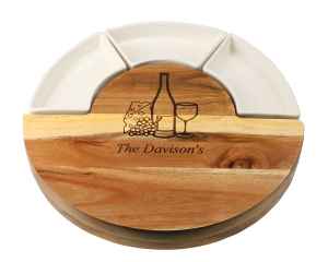 **second** Personalised 30cm Round Acacia Cheese and Meat Server Platter with Dishes