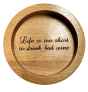 Script example of personalised win coaster in beech wood